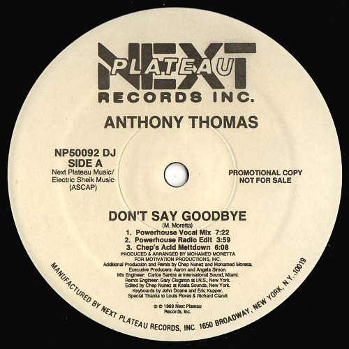 LmpwZWc-1 Anthony Thomas – Don't Say Goodbye (Vinyl 12" 33 ⅓ RPM Promo, 1989)